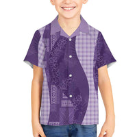 Polynesian Tribal Pattern Patchwork Picturesque Family Matching Summer Maxi Dress and Hawaiian Shirt Deep Violet