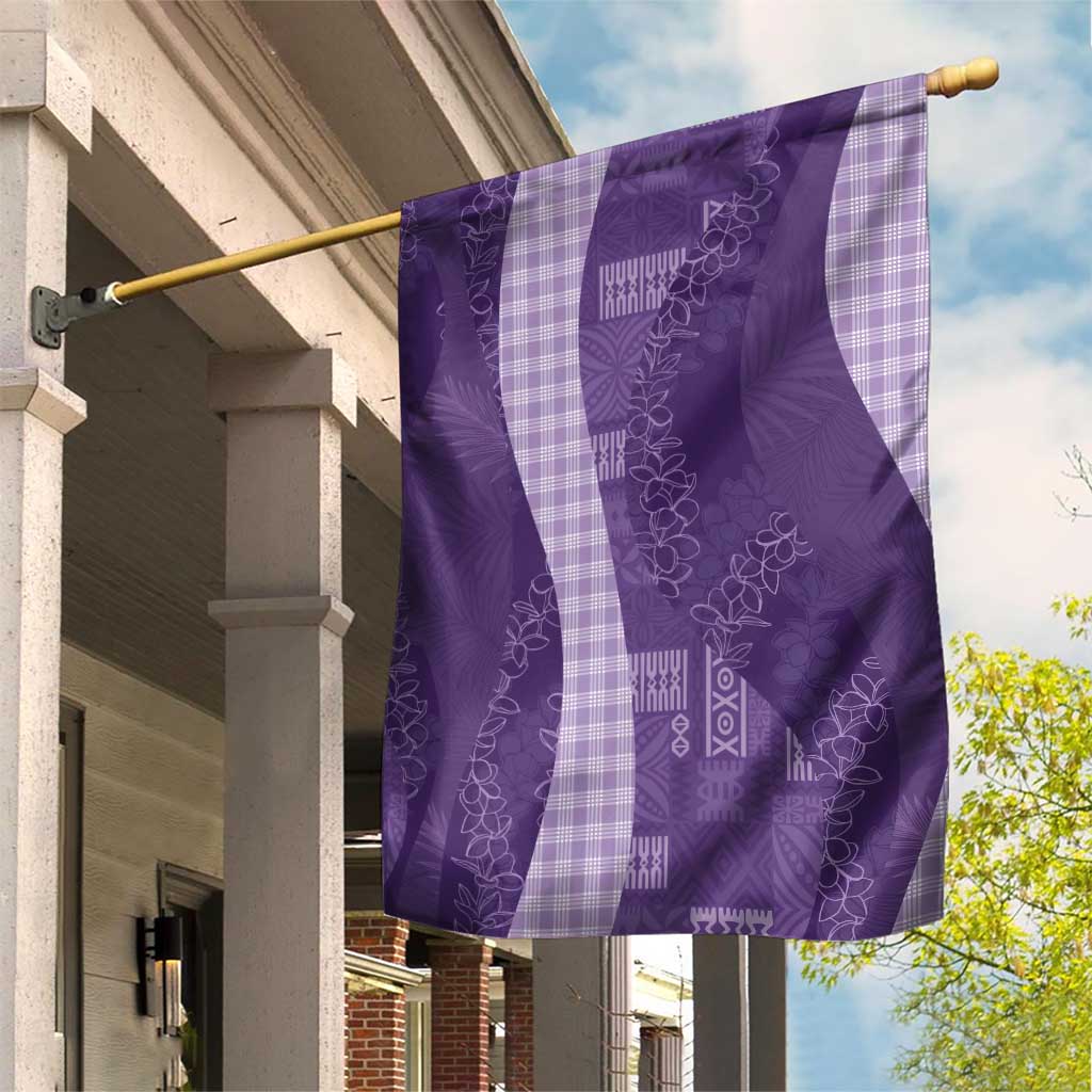 Polynesian Tribal Pattern Patchwork Picturesque Garden Flag Deep Violet