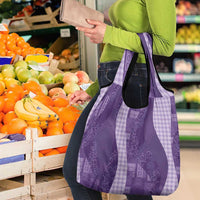 Polynesian Tribal Pattern Patchwork Picturesque Grocery Bag Deep Violet