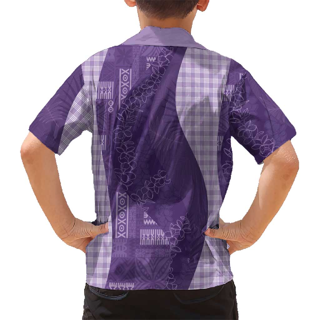 Polynesian Tribal Pattern Patchwork Picturesque Hawaiian Shirt Deep Violet