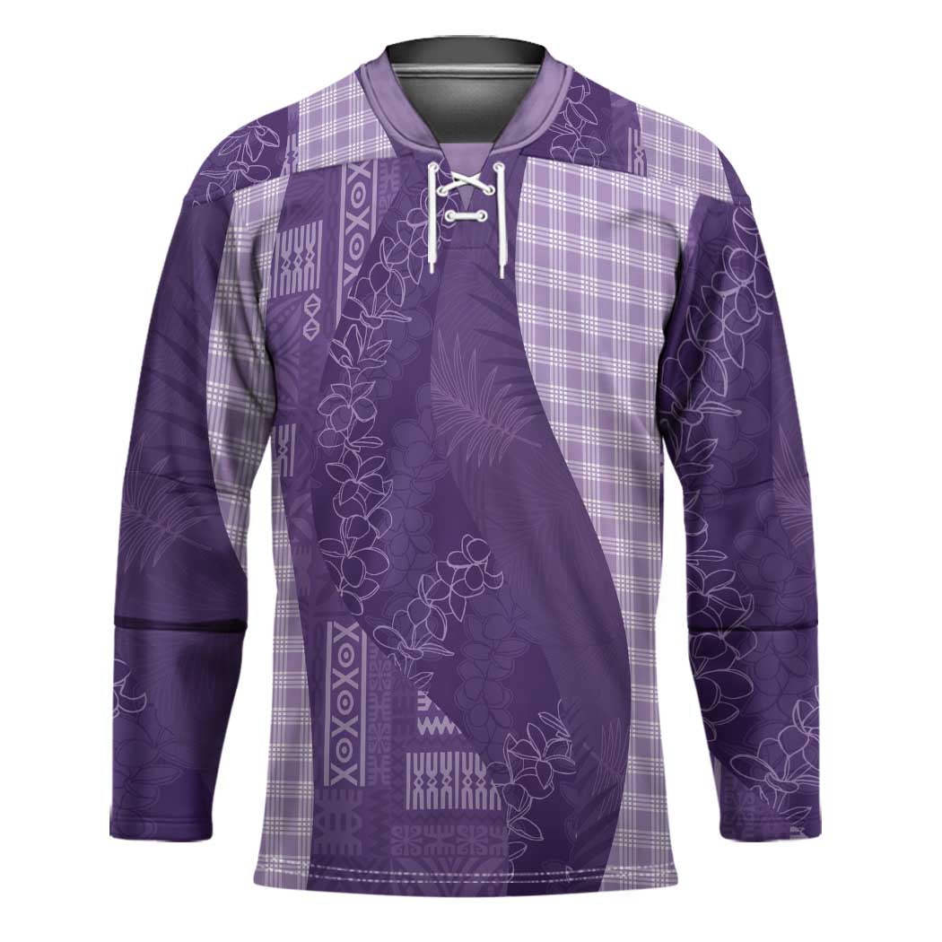 Polynesian Tribal Pattern Patchwork Picturesque Hockey Jersey Deep Violet