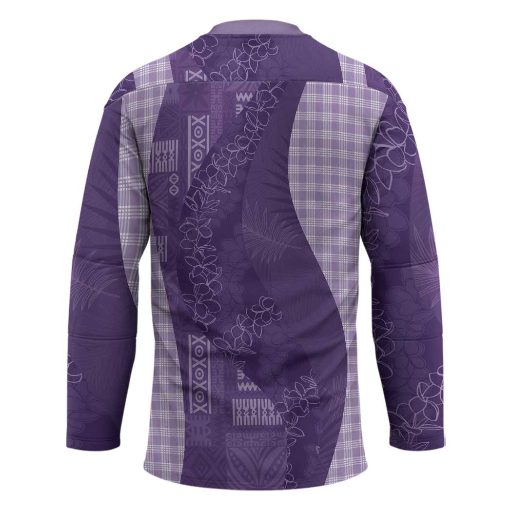 Polynesian Tribal Pattern Patchwork Picturesque Hockey Jersey Deep Violet