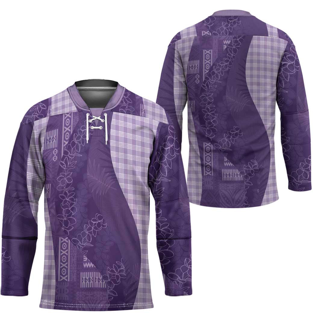 Polynesian Tribal Pattern Patchwork Picturesque Hockey Jersey Deep Violet