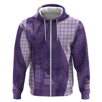 Polynesian Tribal Pattern Patchwork Picturesque Hoodie Deep Violet
