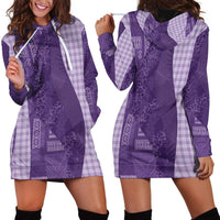 Polynesian Tribal Pattern Patchwork Picturesque Hoodie Dress Deep Violet