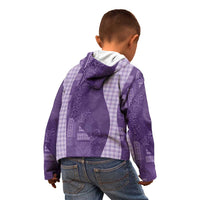Polynesian Tribal Pattern Patchwork Picturesque Kid Hoodie Deep Violet
