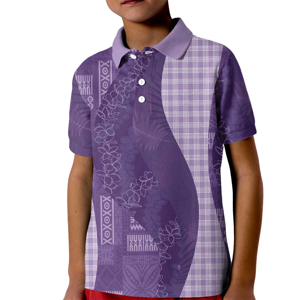 Polynesian Tribal Pattern Patchwork Picturesque Kid Polo Shirt Deep Violet