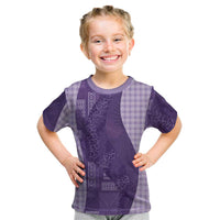 Polynesian Tribal Pattern Patchwork Picturesque Kid T Shirt Deep Violet