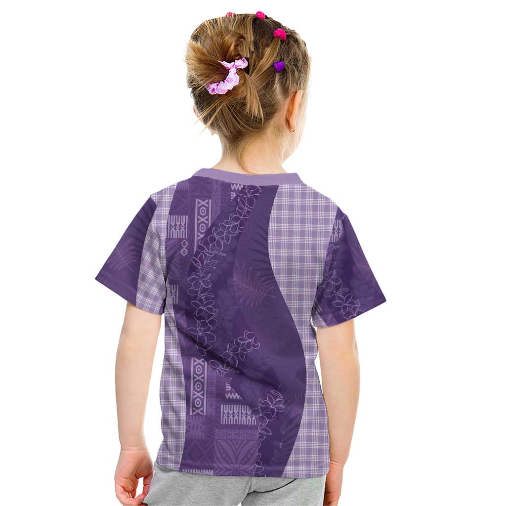 Polynesian Tribal Pattern Patchwork Picturesque Kid T Shirt Deep Violet