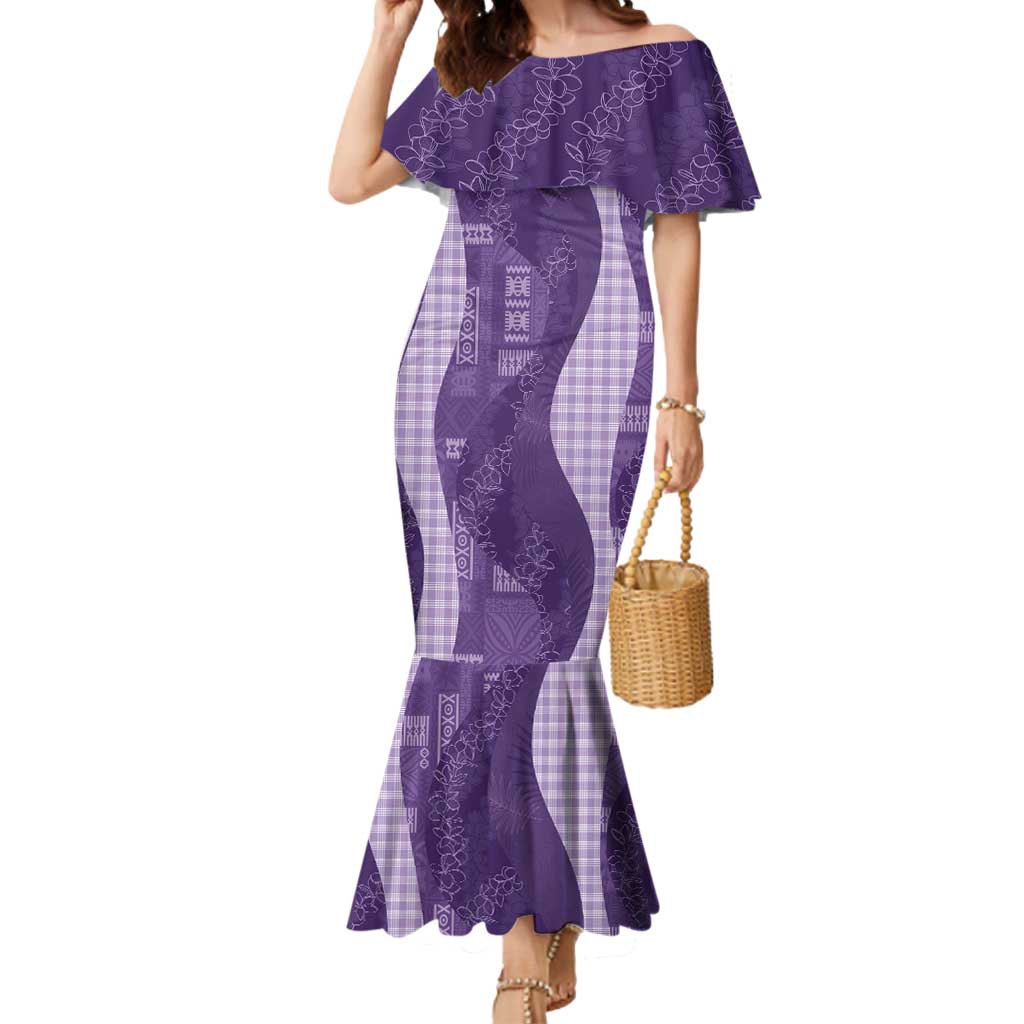 Polynesian Tribal Pattern Patchwork Picturesque Mermaid Dress Deep Violet