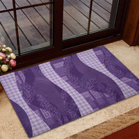 Polynesian Tribal Pattern Patchwork Picturesque Rubber Doormat Deep Violet