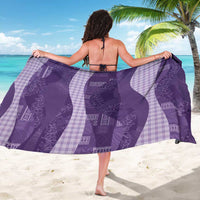 Polynesian Tribal Pattern Patchwork Picturesque Sarong Deep Violet