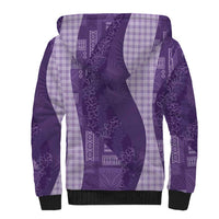 Polynesian Tribal Pattern Patchwork Picturesque Sherpa Hoodie Deep Violet