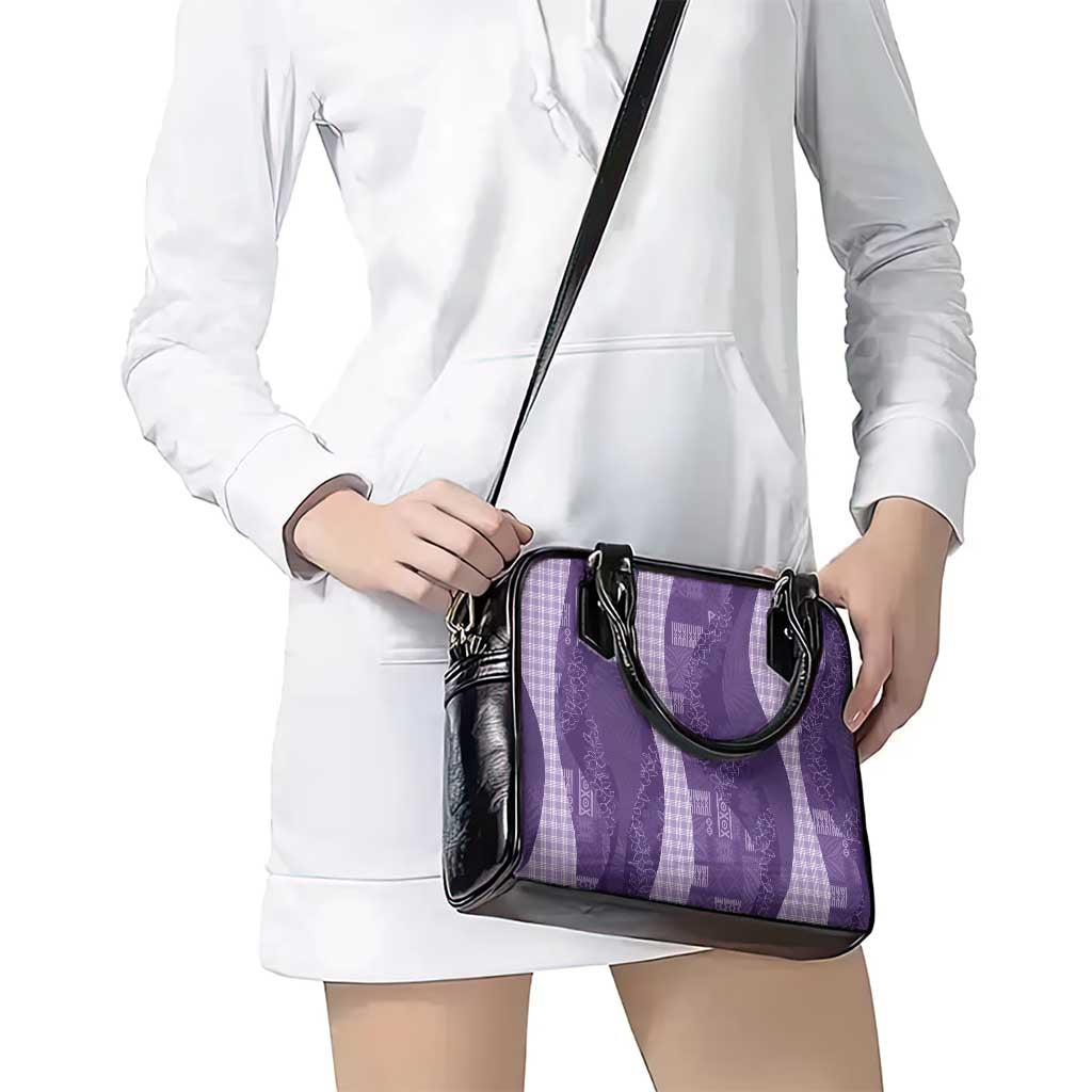 Polynesian Tribal Pattern Patchwork Picturesque Shoulder Handbag Deep Violet