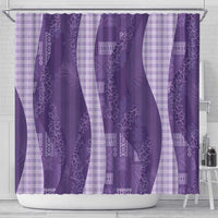 Polynesian Tribal Pattern Patchwork Picturesque Shower Curtain Deep Violet