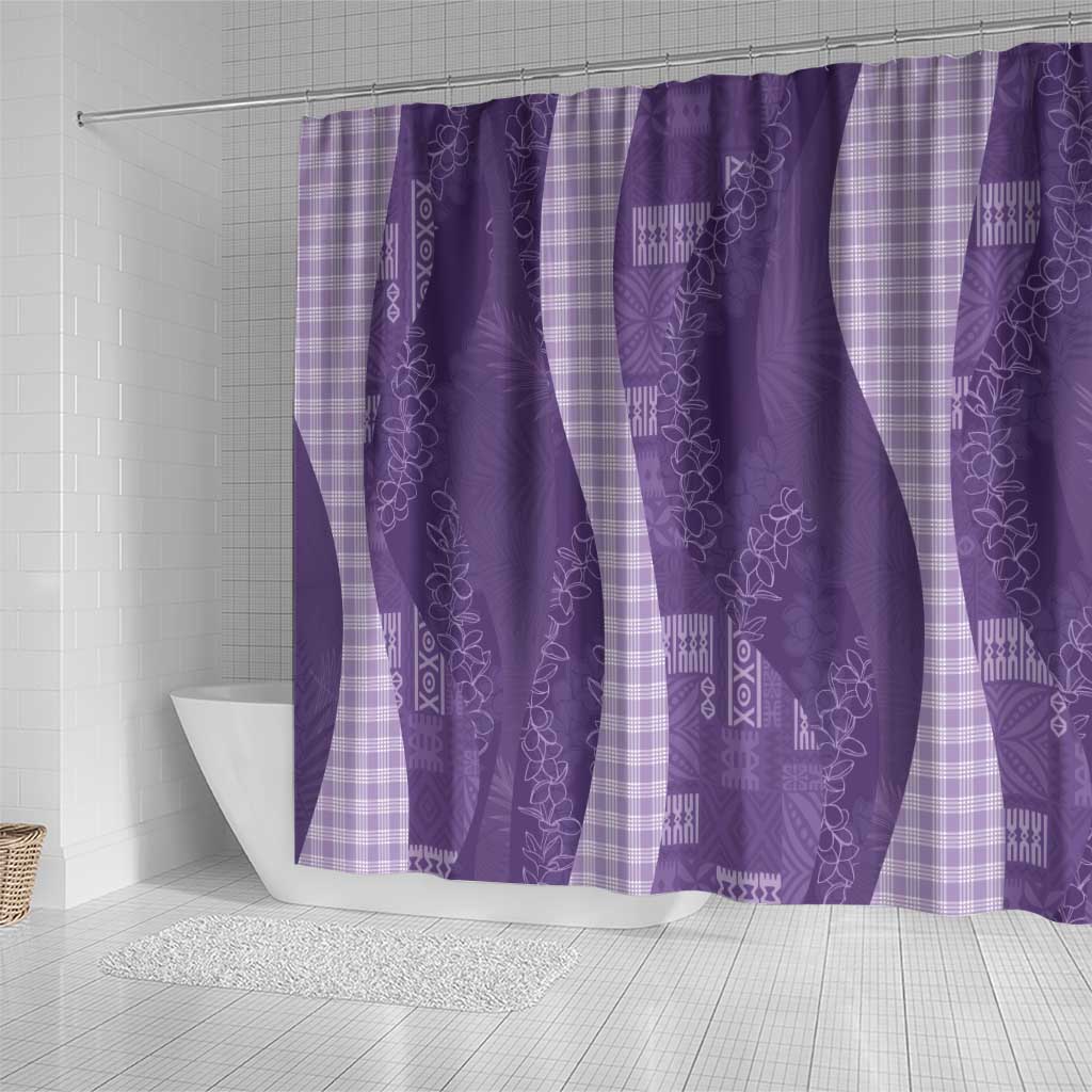 Polynesian Tribal Pattern Patchwork Picturesque Shower Curtain Deep Violet