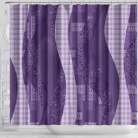 Polynesian Tribal Pattern Patchwork Picturesque Shower Curtain Deep Violet