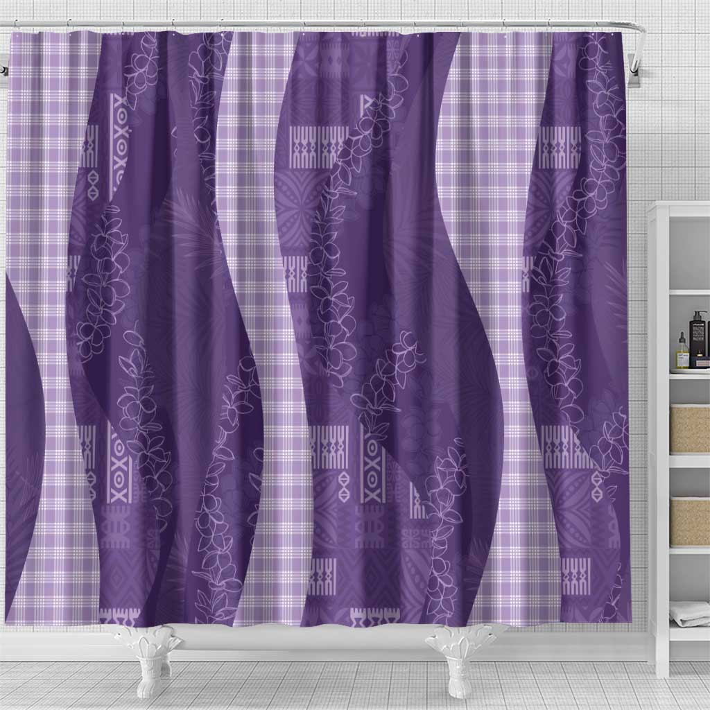 Polynesian Tribal Pattern Patchwork Picturesque Shower Curtain Deep Violet