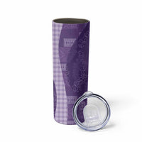 Polynesian Tribal Pattern Patchwork Picturesque Skinny Tumbler Deep Violet