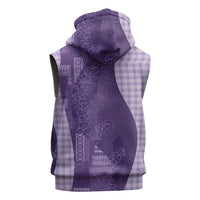 Polynesian Tribal Pattern Patchwork Picturesque Sleeveless Hoodie Deep Violet
