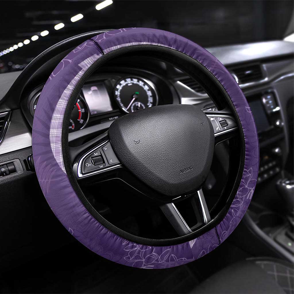Polynesian Tribal Pattern Patchwork Picturesque Steering Wheel Cover Deep Violet