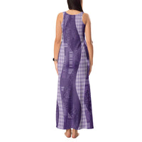 Polynesian Tribal Pattern Patchwork Picturesque Tank Maxi Dress Deep Violet