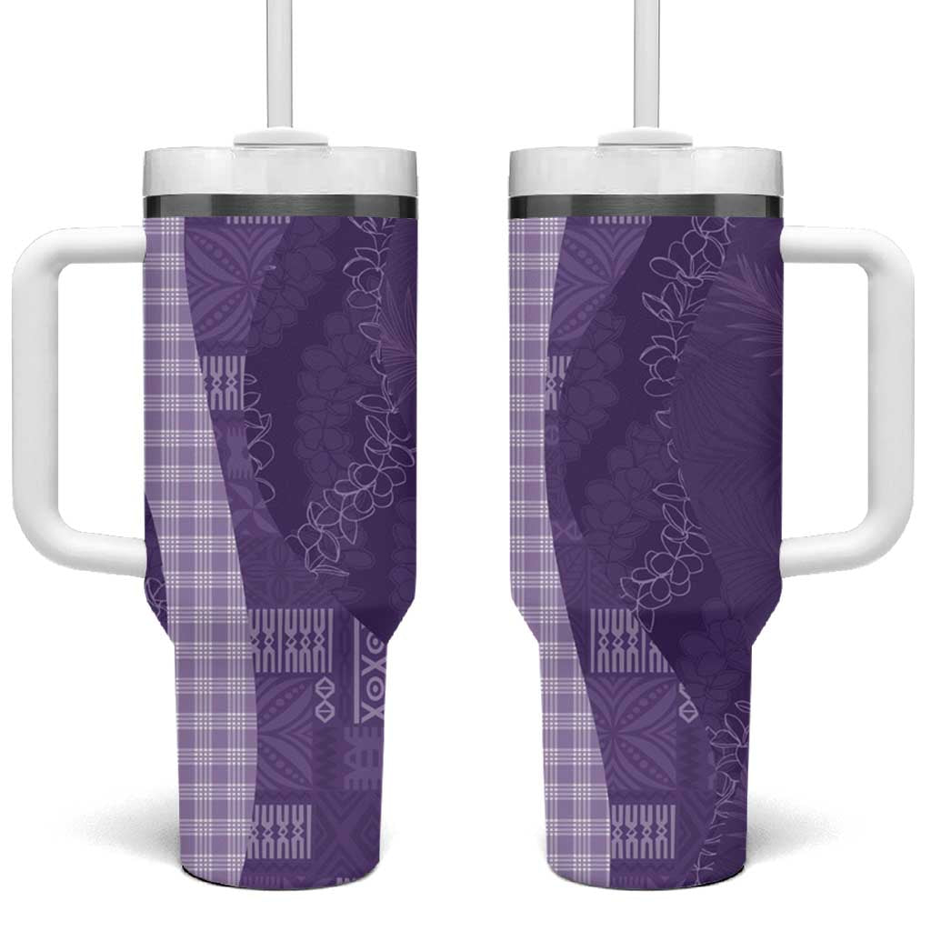 Polynesian Tribal Pattern Patchwork Picturesque Tumbler With Handle Deep Violet