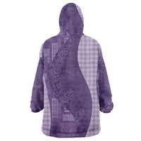Polynesian Tribal Pattern Patchwork Picturesque Wearable Blanket Hoodie Deep Violet