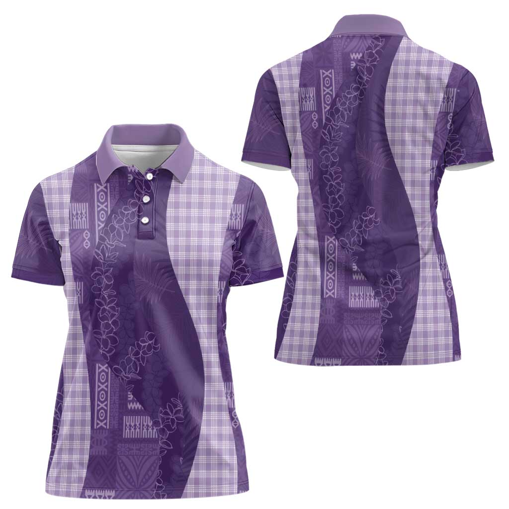 Polynesian Tribal Pattern Patchwork Picturesque Women Polo Shirt Deep Violet