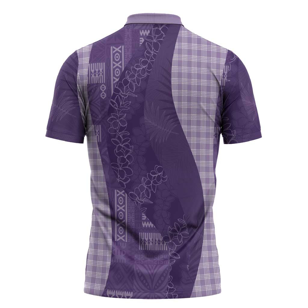 Polynesian Tribal Pattern Patchwork Picturesque Zipper Polo Shirt Deep Violet