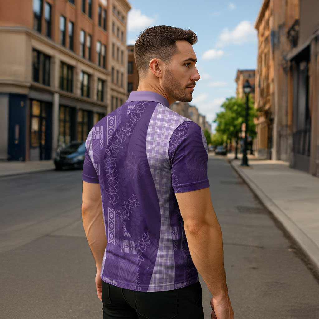 Polynesian Tribal Pattern Patchwork Picturesque Zipper Polo Shirt Deep Violet