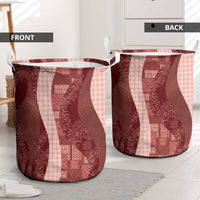 Polynesian Tribal Pattern Patchwork Picturesque Laundry Basket Crimson