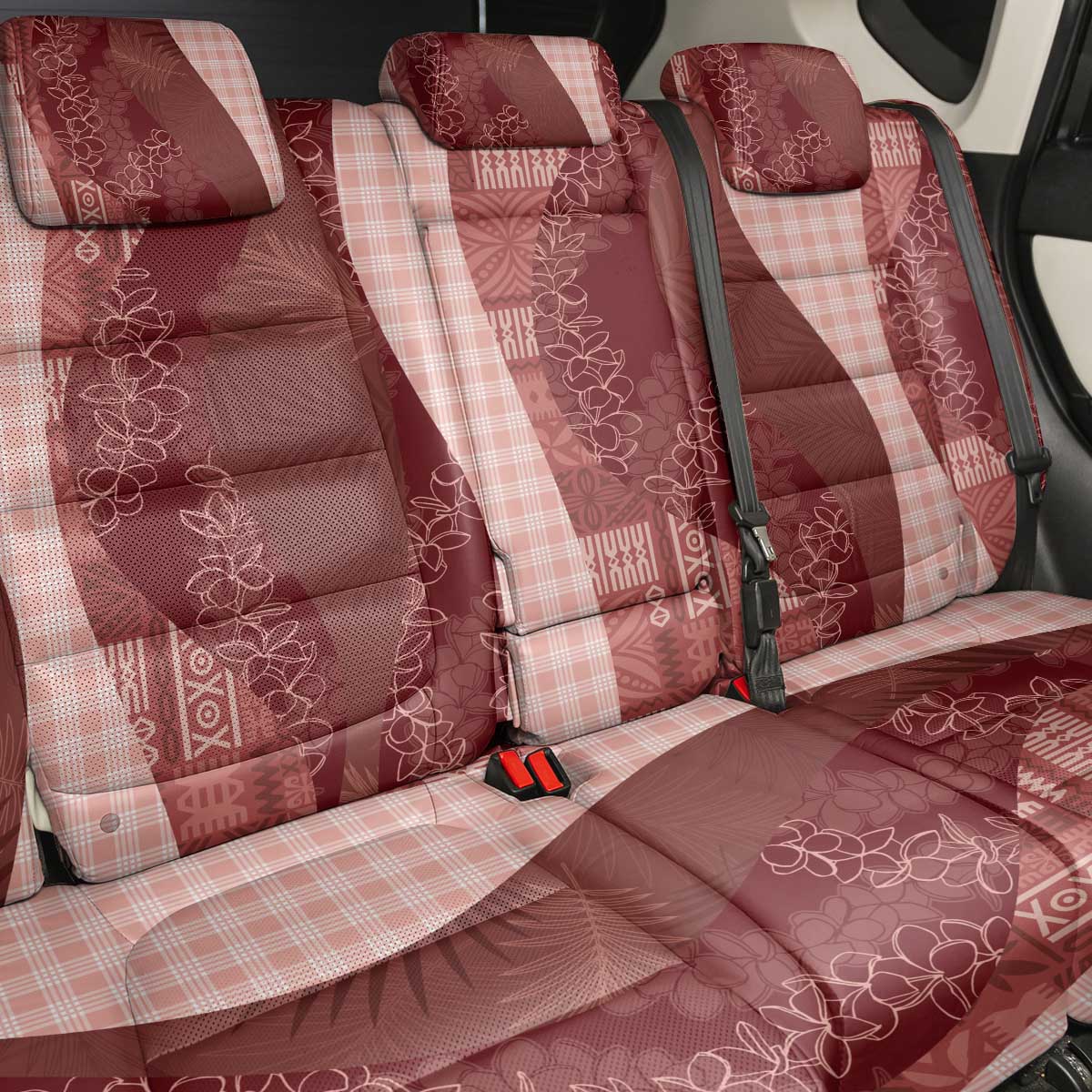 Polynesian Tribal Pattern Patchwork Picturesque Back Car Seat Cover Crimson
