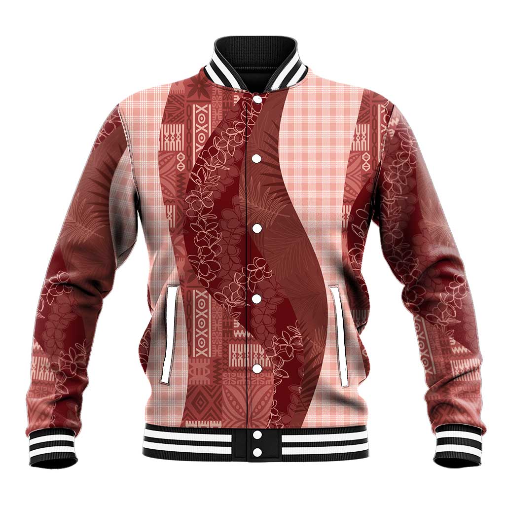 Polynesian Tribal Pattern Patchwork Picturesque Baseball Jacket Crimson