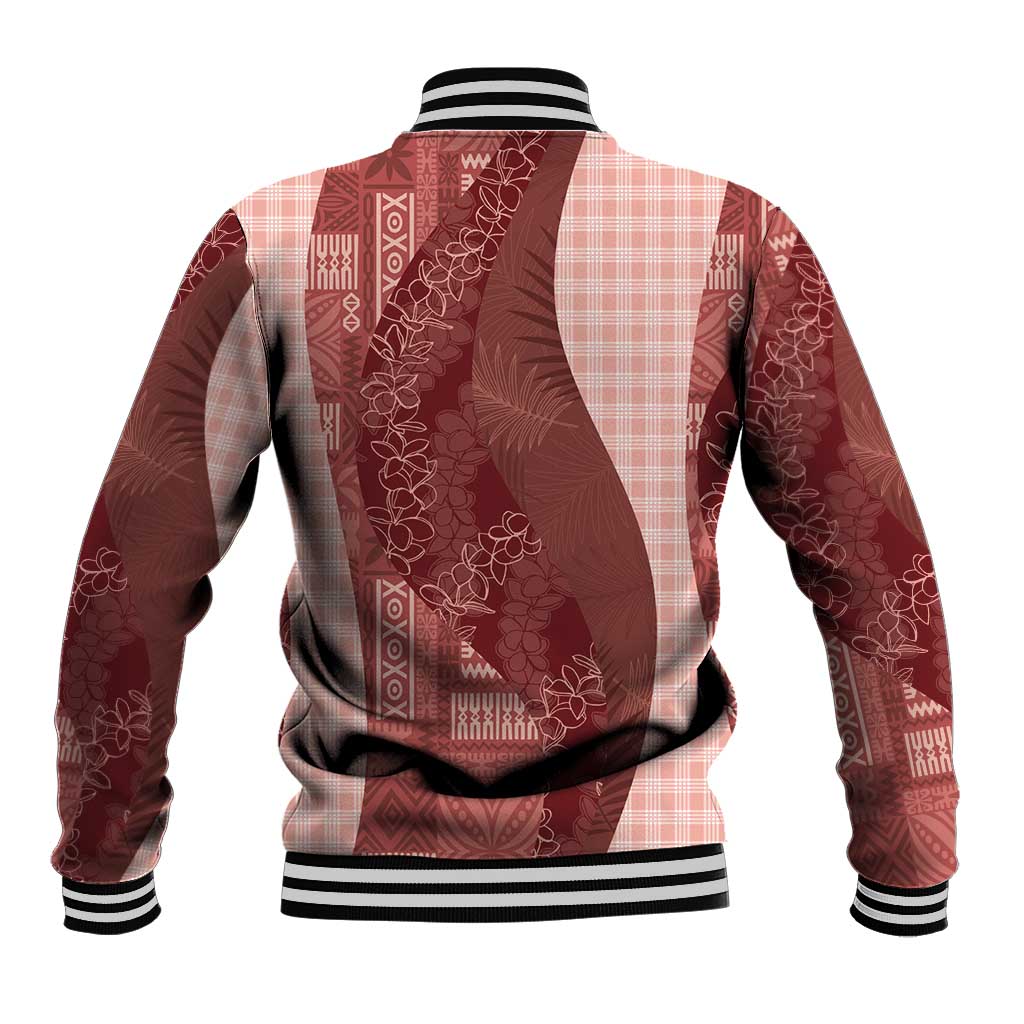 Polynesian Tribal Pattern Patchwork Picturesque Baseball Jacket Crimson