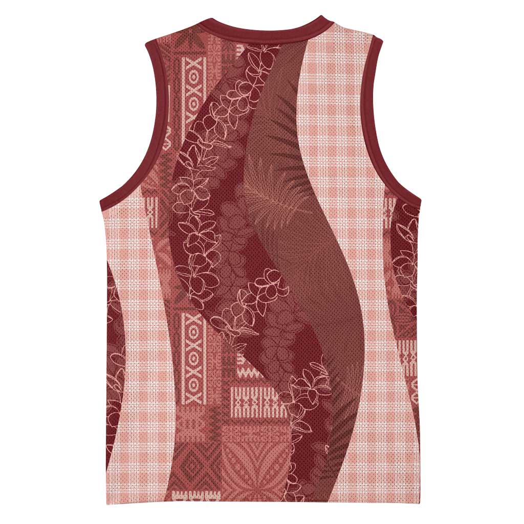 Polynesian Tribal Pattern Patchwork Picturesque Basketball Jersey Crimson
