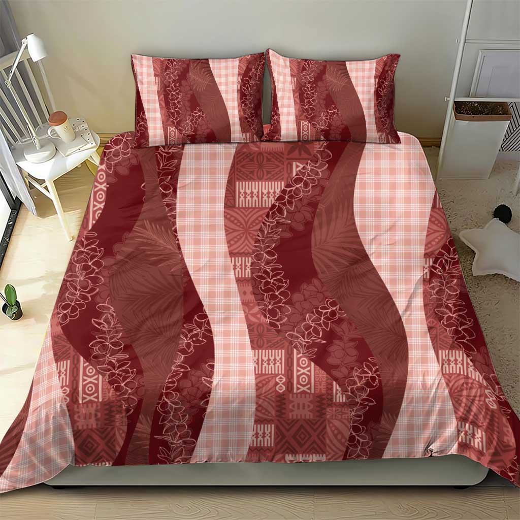 Polynesian Tribal Pattern Patchwork Picturesque Bedding Set Crimson
