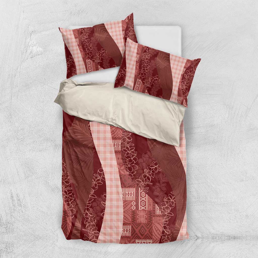 Polynesian Tribal Pattern Patchwork Picturesque Bedding Set Crimson