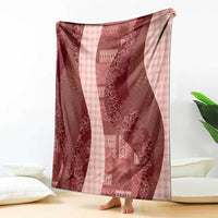 Polynesian Tribal Pattern Patchwork Picturesque Blanket Crimson