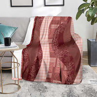 Polynesian Tribal Pattern Patchwork Picturesque Blanket Crimson