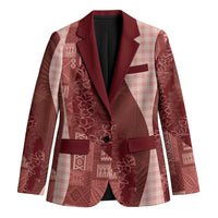 Polynesian Tribal Pattern Patchwork Picturesque Blazer Crimson