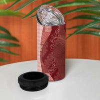 Polynesian Tribal Pattern Patchwork Picturesque 4 in 1 Can Cooler Tumbler Crimson