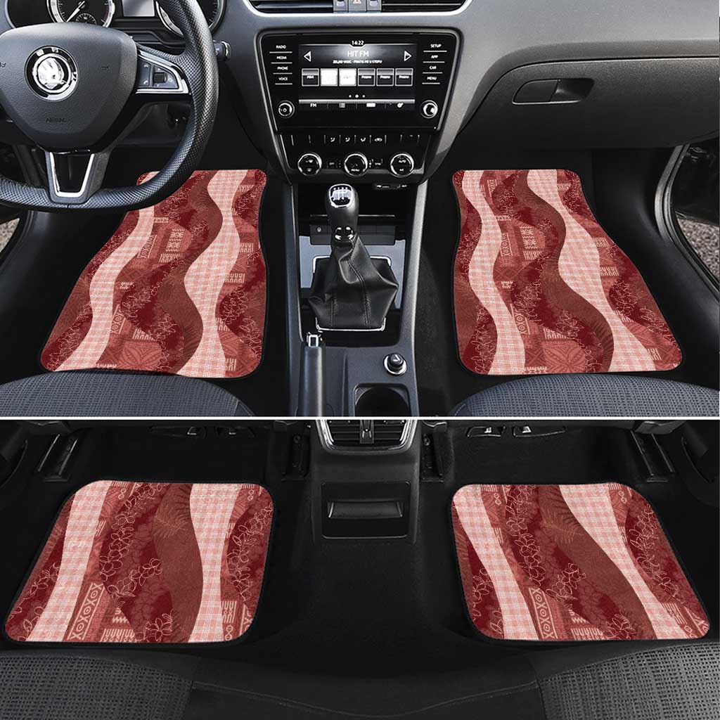 Polynesian Tribal Pattern Patchwork Picturesque Car Mats Crimson