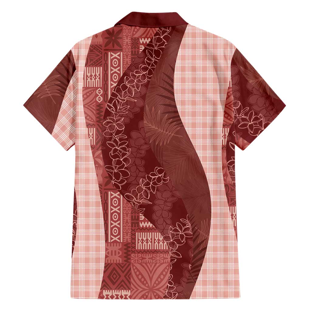 Polynesian Tribal Pattern Patchwork Picturesque Family Matching Long Sleeve Bodycon Dress and Hawaiian Shirt Crimson