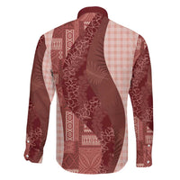 Polynesian Tribal Pattern Patchwork Picturesque Family Matching Summer Maxi Dress and Hawaiian Shirt Crimson