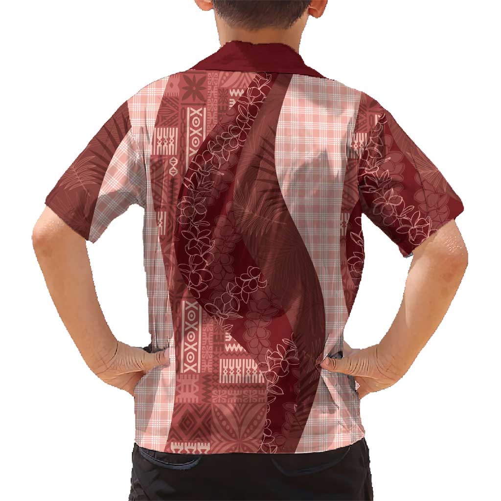 Polynesian Tribal Pattern Patchwork Picturesque Family Matching Tank Maxi Dress and Hawaiian Shirt Crimson