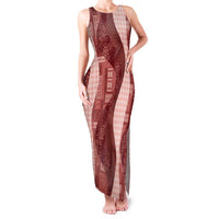 Polynesian Tribal Pattern Patchwork Picturesque Family Matching Tank Maxi Dress and Hawaiian Shirt Crimson