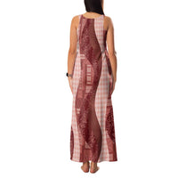 Polynesian Tribal Pattern Patchwork Picturesque Family Matching Tank Maxi Dress and Hawaiian Shirt Crimson