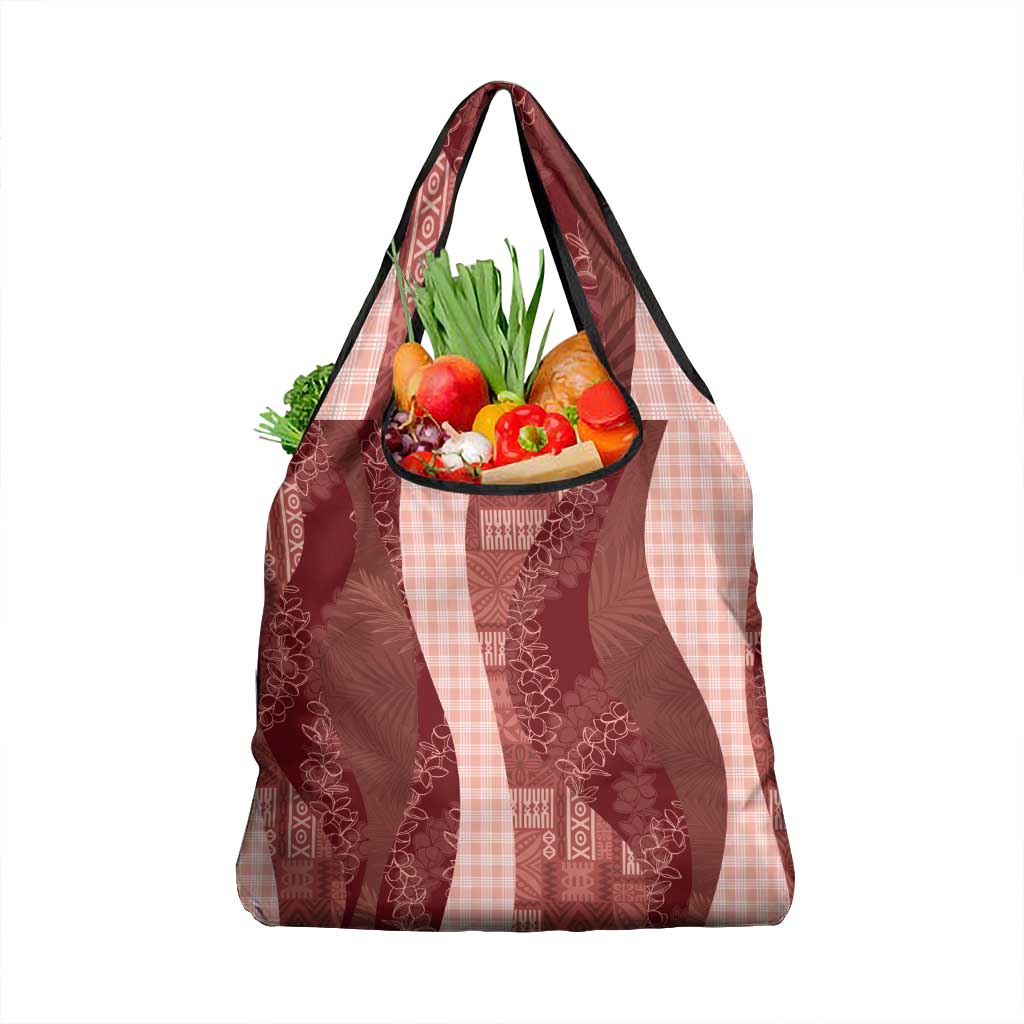 Polynesian Tribal Pattern Patchwork Picturesque Grocery Bag Crimson LT7 1-pack One Size Crimson - Polynesian Pride