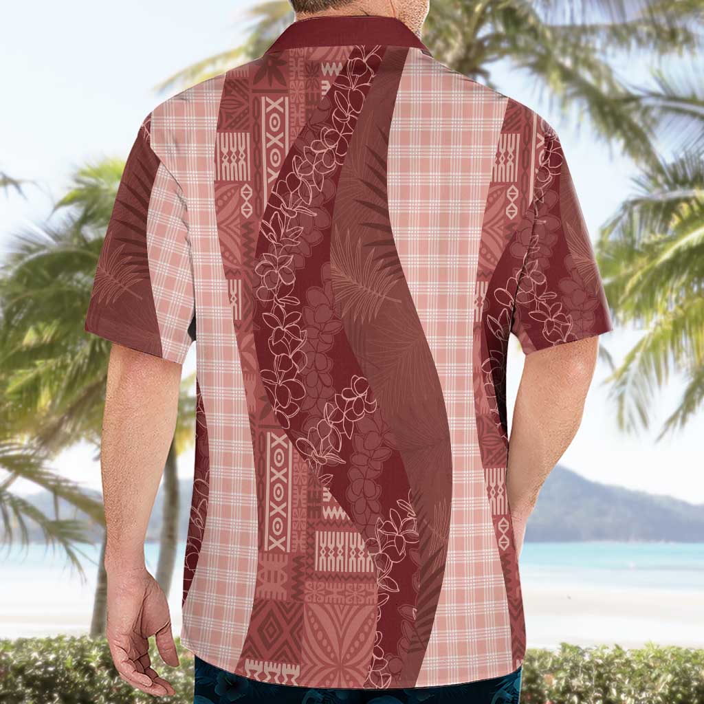 Polynesian Tribal Pattern Patchwork Picturesque Hawaiian Shirt Crimson